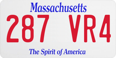 MA license plate 287VR4