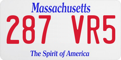 MA license plate 287VR5