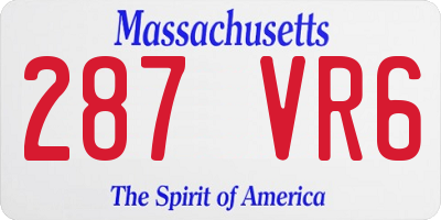 MA license plate 287VR6