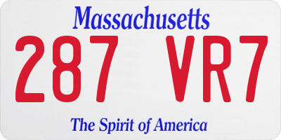 MA license plate 287VR7