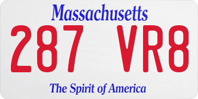 MA license plate 287VR8