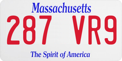 MA license plate 287VR9