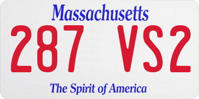 MA license plate 287VS2