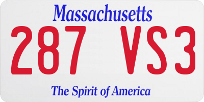 MA license plate 287VS3