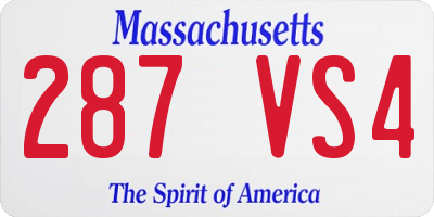MA license plate 287VS4