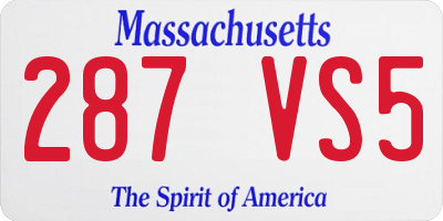 MA license plate 287VS5