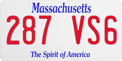 MA license plate 287VS6