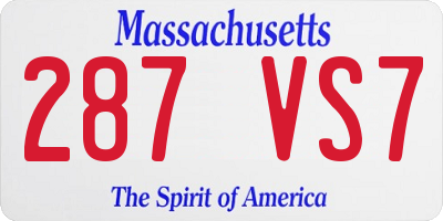 MA license plate 287VS7