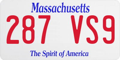 MA license plate 287VS9