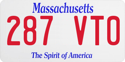 MA license plate 287VT0