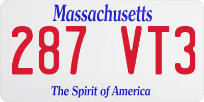 MA license plate 287VT3