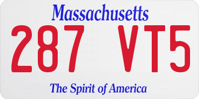 MA license plate 287VT5