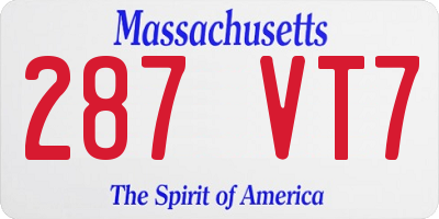 MA license plate 287VT7
