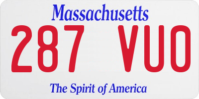 MA license plate 287VU0
