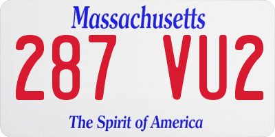 MA license plate 287VU2