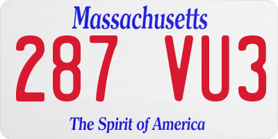 MA license plate 287VU3