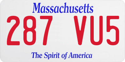 MA license plate 287VU5