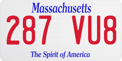 MA license plate 287VU8