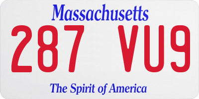 MA license plate 287VU9