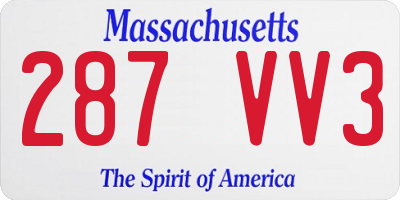 MA license plate 287VV3