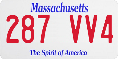 MA license plate 287VV4