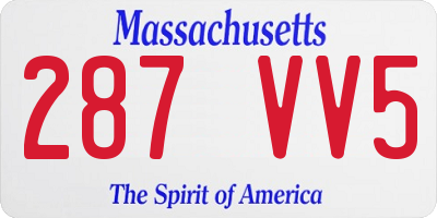 MA license plate 287VV5