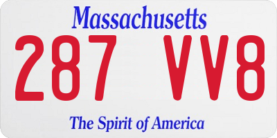 MA license plate 287VV8