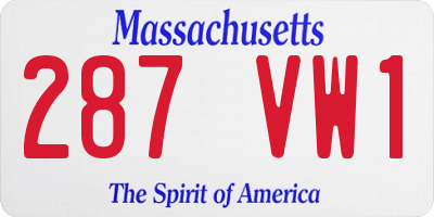 MA license plate 287VW1