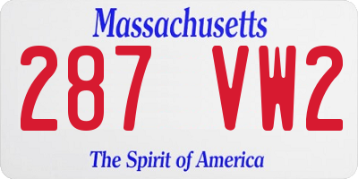 MA license plate 287VW2