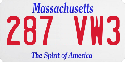 MA license plate 287VW3
