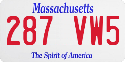 MA license plate 287VW5