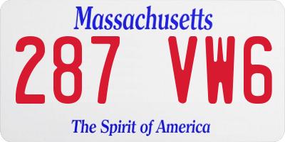 MA license plate 287VW6
