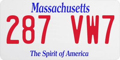 MA license plate 287VW7