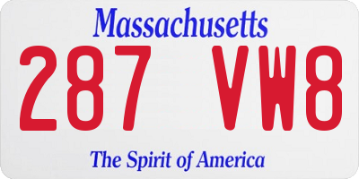 MA license plate 287VW8