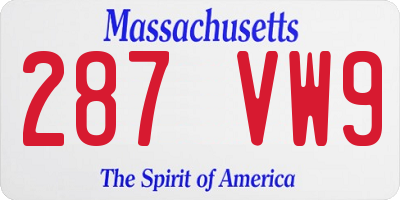 MA license plate 287VW9