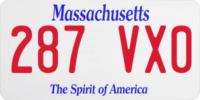 MA license plate 287VX0