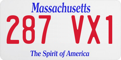 MA license plate 287VX1