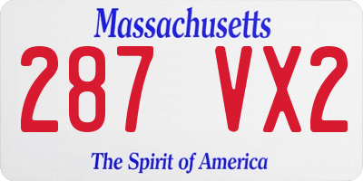 MA license plate 287VX2