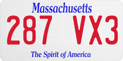 MA license plate 287VX3