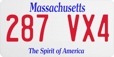 MA license plate 287VX4