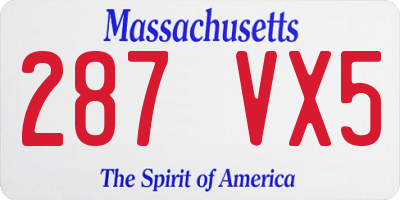 MA license plate 287VX5