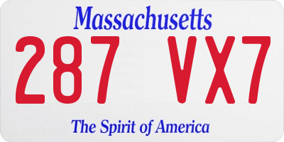 MA license plate 287VX7
