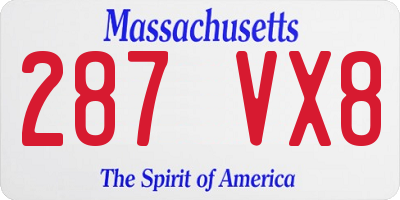 MA license plate 287VX8