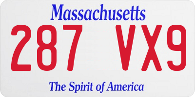 MA license plate 287VX9