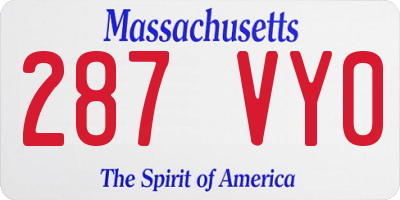 MA license plate 287VY0