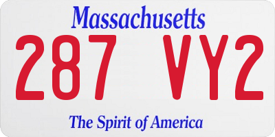 MA license plate 287VY2