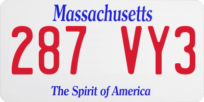 MA license plate 287VY3