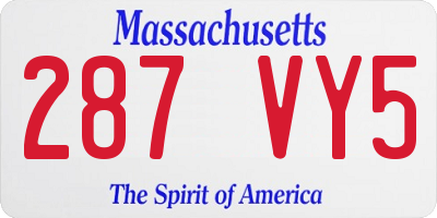 MA license plate 287VY5