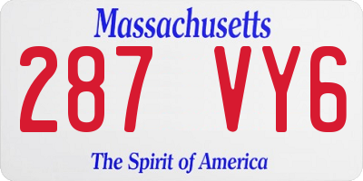 MA license plate 287VY6