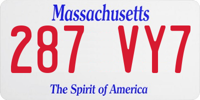 MA license plate 287VY7